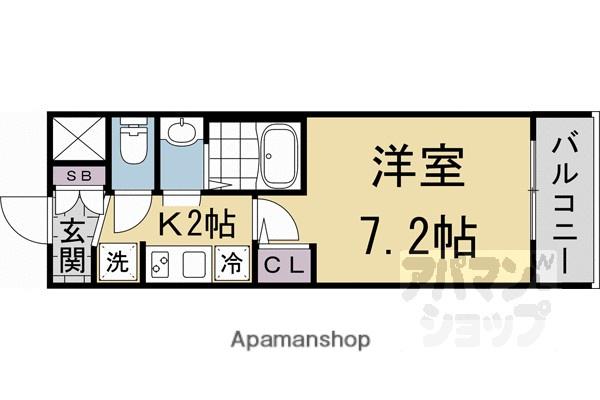 エステムコート京都二条(1K/4階)の間取り写真