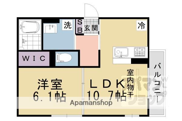 GRAMM御陵荒木B(1LDK/1階)の間取り写真