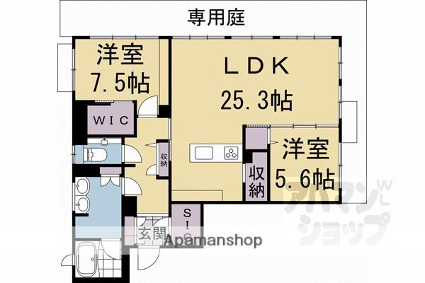 パーチェ三条菊鉾町(2LDK/1階)の間取り写真