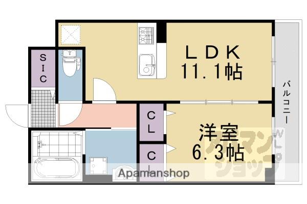 京阪電気鉄道京阪線 中書島駅 徒歩50分 3階建 築1年(1LDK/2階)の間取り写真