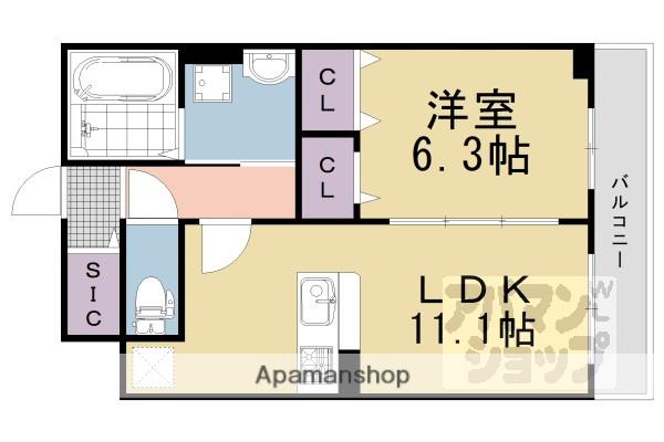 京阪電気鉄道京阪線 中書島駅 徒歩50分 3階建 築1年(1LDK/2階)の間取り写真
