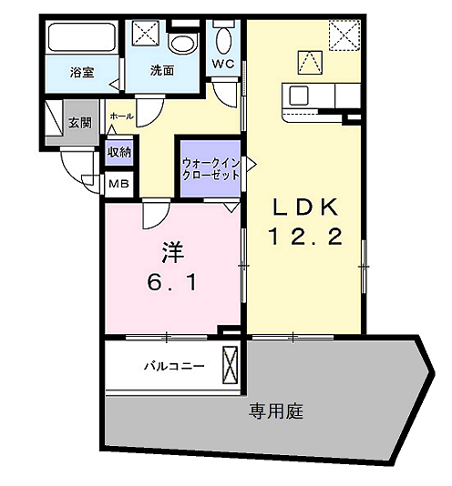 リボーン明誠(1LDK/1階)の間取り写真