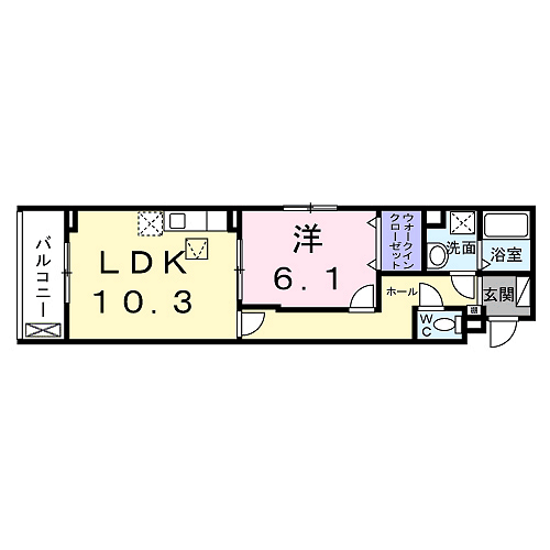 リボーン明誠(1LDK/1階)の間取り写真