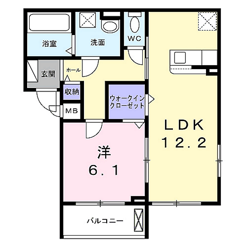 リボーン明誠(1LDK/2階)の間取り写真