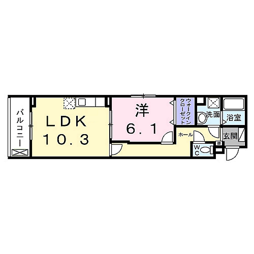 リボーン明誠(1LDK/2階)の間取り写真
