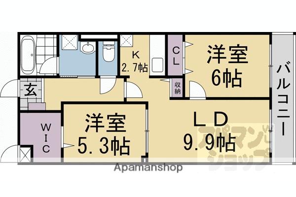 アジュール修学院(2LDK/1階)の間取り写真