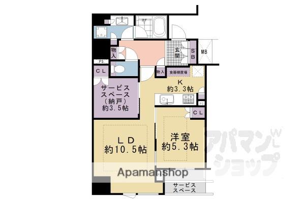 パークホームズ京都二条城(1SLDK/6階)の間取り写真