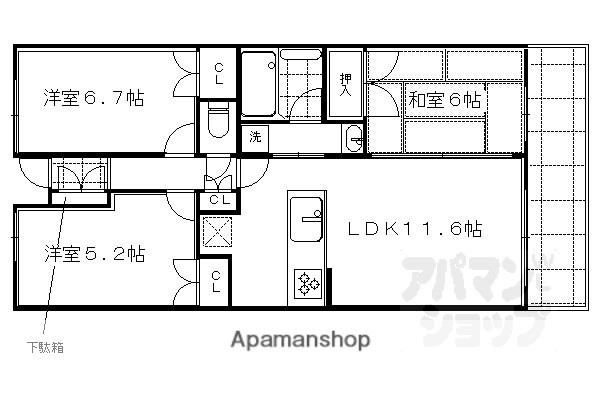 グラン・ブルー智恵光院通(3LDK/5階)の間取り写真