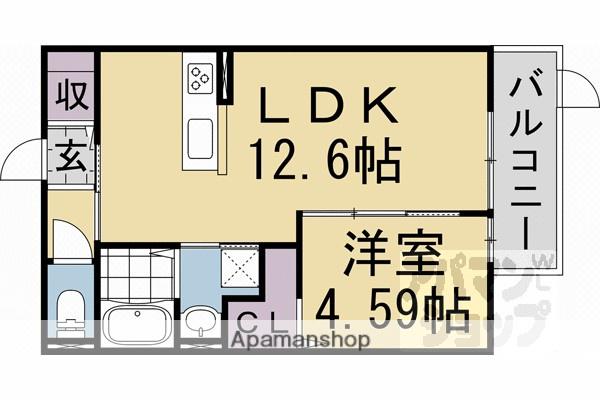 SIDE西ノ京(1LDK/1階)の間取り写真