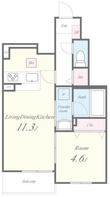 グレーヌ東寺(1LDK/1階)の間取り写真