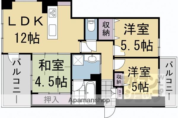 コンフォール西院淳和院(3LDK/2階)の間取り写真