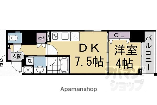 ベラジオ雅び京都円町駅前(1DK/5階)の間取り写真
