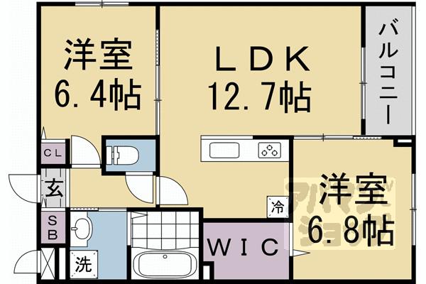 アーバンコート堀川西(2LDK/3階)の間取り写真