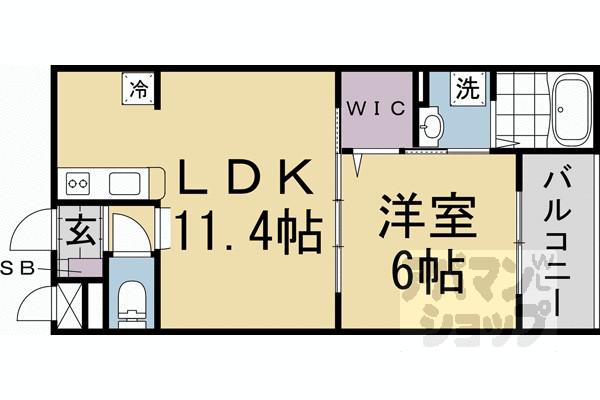 アーバンコート堀川西(1LDK/1階)の間取り写真