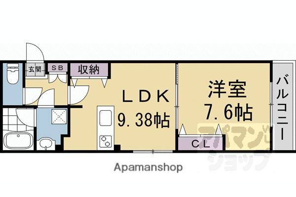 円町レジデンスI(1LDK/2階)の間取り写真