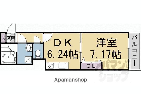 円町レジデンスI(1DK/2階)の間取り写真