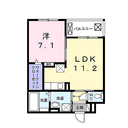 シャルマン唐橋南Ⅱ(1LDK/3階)の間取り写真