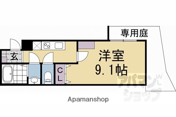 ビアンコ京都北白川(1K/1階)の間取り写真