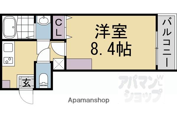 ビアンコ京都北白川(1K/2階)の間取り写真