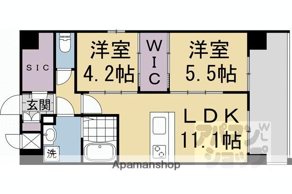 LIVECASA千本今出川(2LDK/6階)の間取り写真