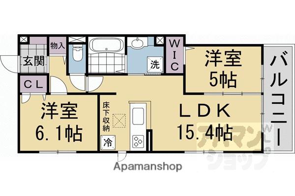 DーROOM西院小米町(2LDK/3階)の間取り写真