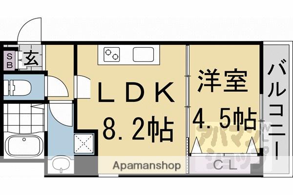GROOVE西院清水町(1LDK/4階)の間取り写真