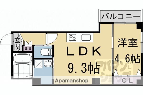GROOVE西院清水町(1LDK/3階)の間取り写真