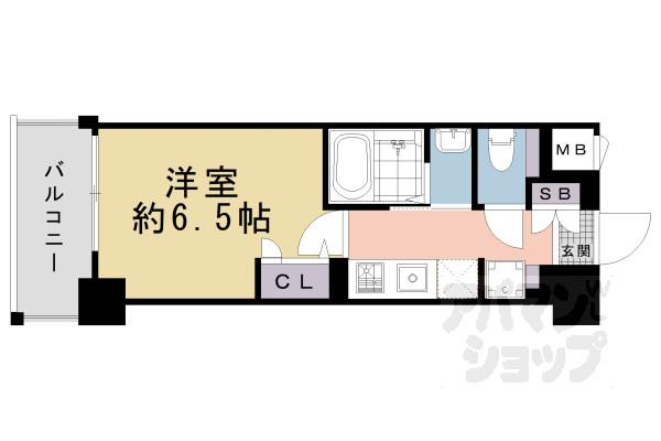 ジオエント四条大宮(1K/2階)の間取り写真