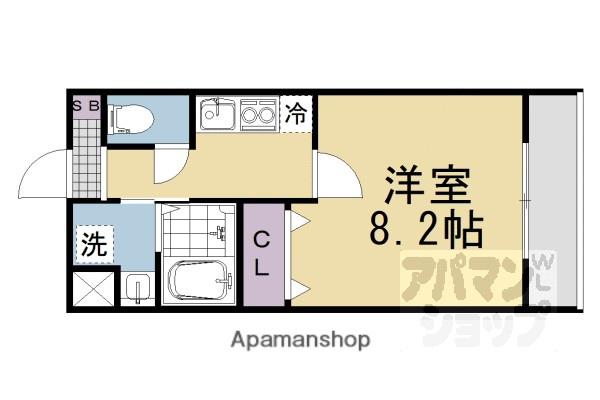 クオリエ丹波口(1K/2階)の間取り写真
