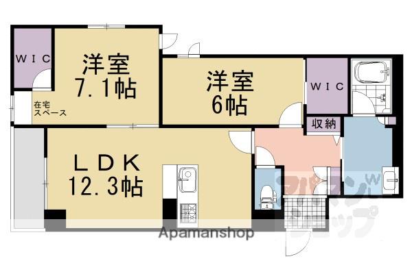 シャーメゾン三条東山(2LDK/2階)の間取り写真