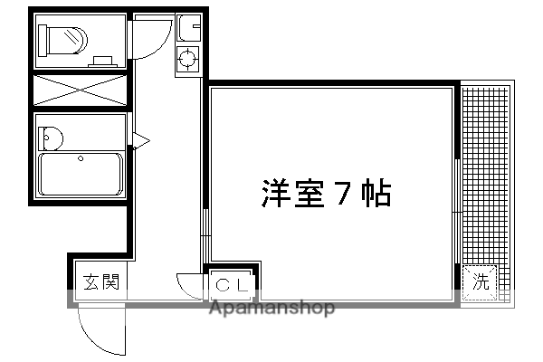 ヴィラ六基(1K/3階)の間取り写真