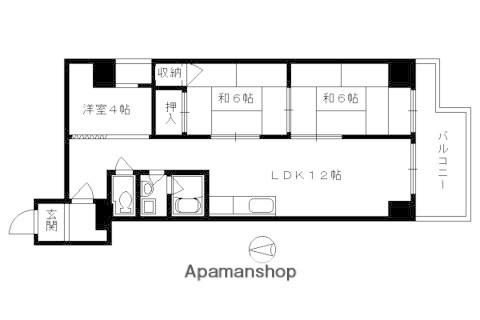 ルネ河原町マンション(2SLDK/9階)の間取り写真