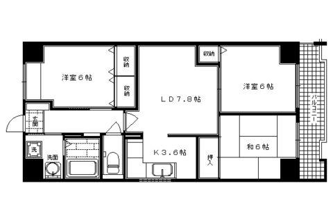 ミルウィンドウ(3LDK/7階)の間取り写真