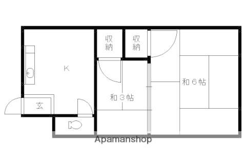 南大入荘(2K/2階)の間取り写真