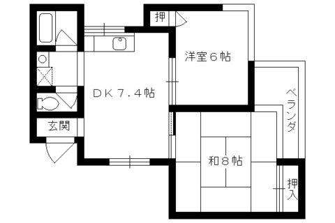 メゾンド戸倉(2DK/3階)の間取り写真