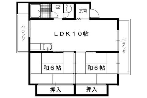 ヴィラアサダ(2LDK/1階)の間取り写真
