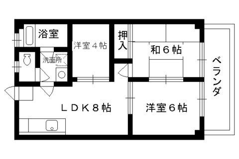 セジュールGAIA(3DK/2階)の間取り写真