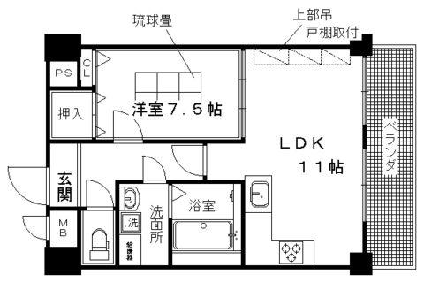 レゼフィール(1LDK/1階)の間取り写真