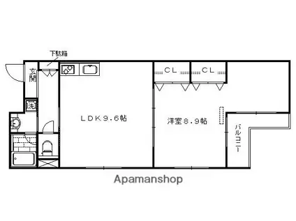 AN・DAN・TE烏丸七条(1LDK/1階)の間取り写真