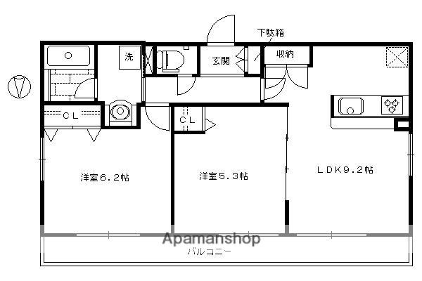 AN・DAN・TE烏丸七条(2LDK/2階)の間取り写真