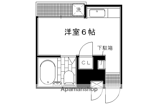 ハイツ善(ワンルーム/3階)の間取り写真
