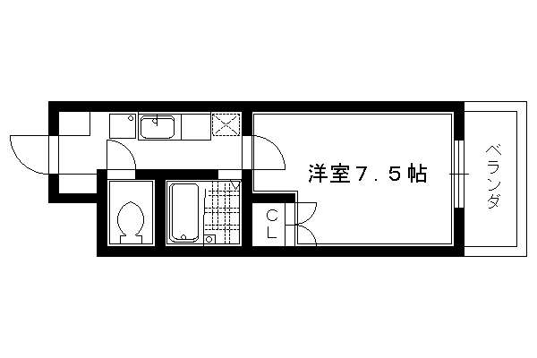 クリスタル北山(1K/1階)の間取り写真