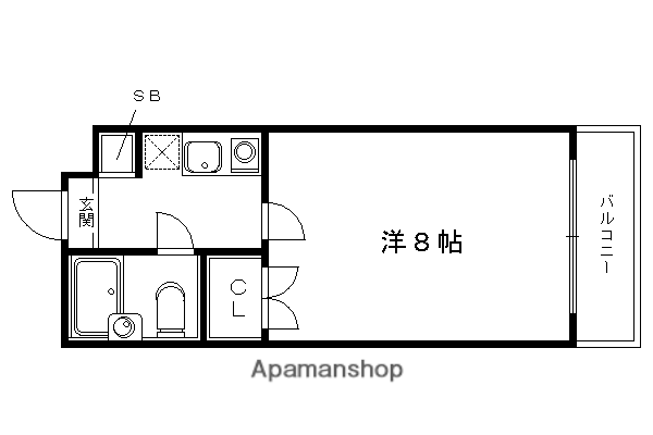 サンダ館(1K/1階)の間取り写真