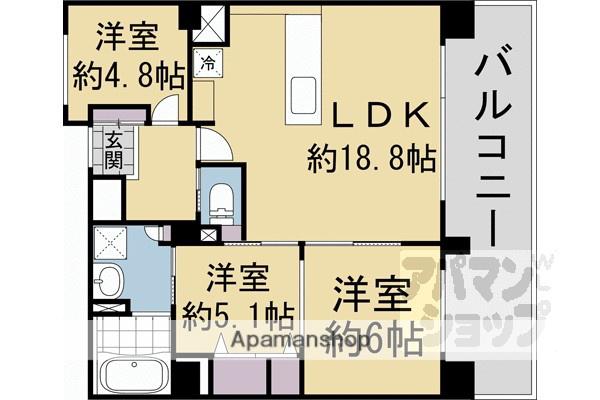 ライオンズマンション京都三条(3LDK/8階)の間取り写真
