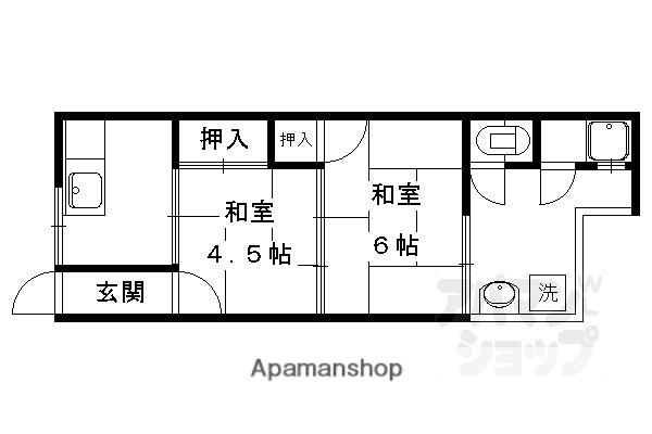 西賀茂大将軍荘(2K/1階)の間取り写真