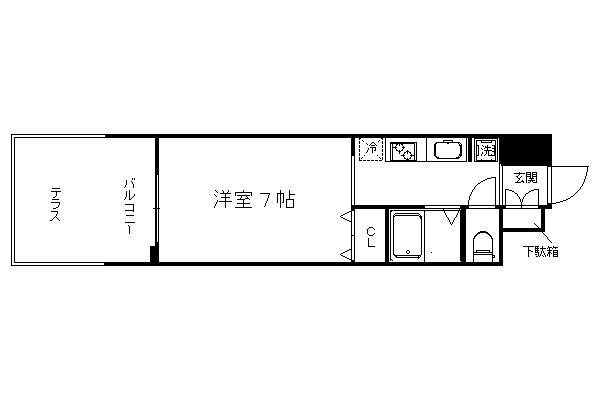 ル・パルトネール西大路御池(1K/1階)の間取り写真