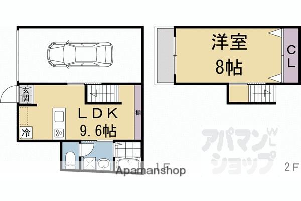 カーサフォレスト西賀茂(1LDK/1階)の間取り写真