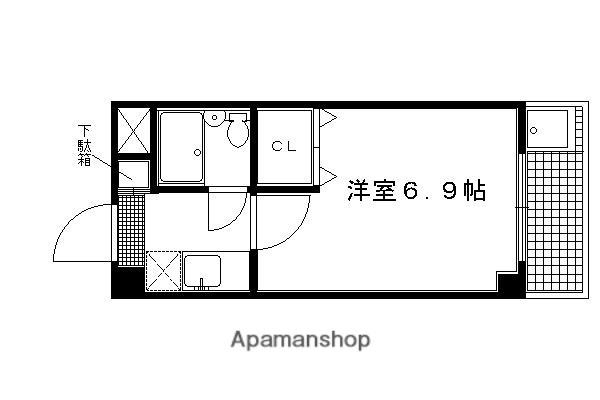 ルミエール末広(1K/4階)の間取り写真