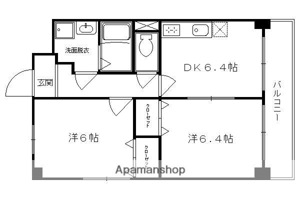 ウインドベル四条大宮(2DK/5階)の間取り写真