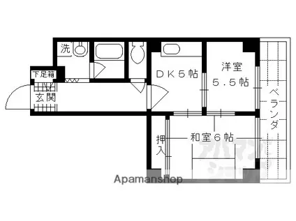 ドルミ四条大宮(2DK/2階)の間取り写真